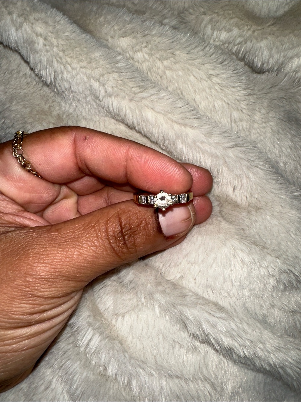 Gold and Diamond Solitaire Engagement Ring - Women Jewelry 925